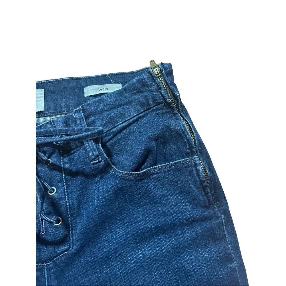 Frame Le Bell Lace Up Jean In Hayworth High Waist Cropped Flare Jeans Sz 27 - Picture 8 of 11